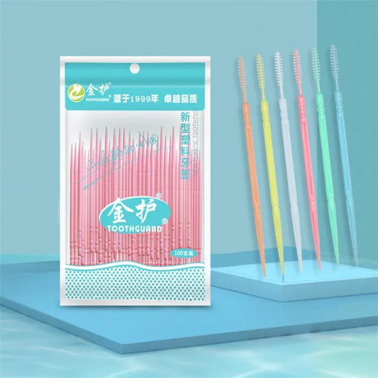 Double Head Dental Floss Interdental Toothpick Brush