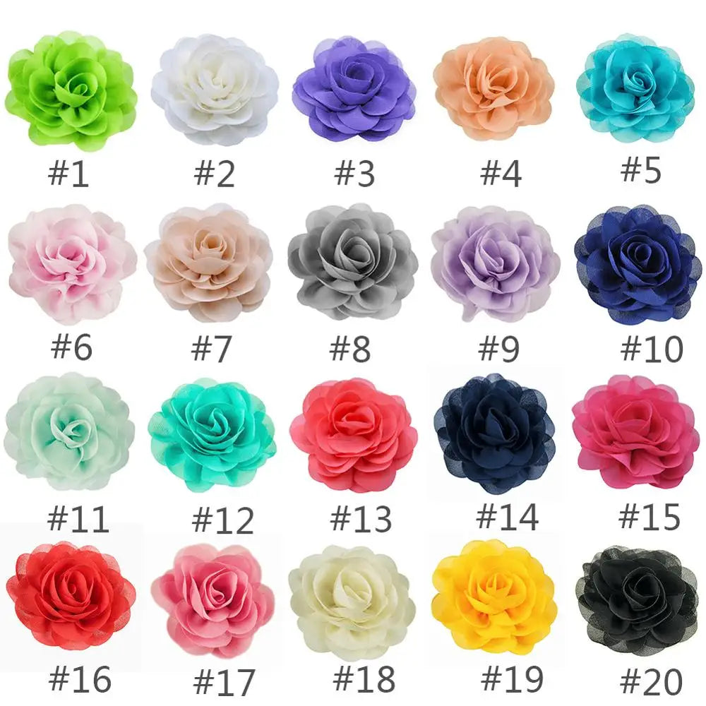 20 Color Girls Chiffon Flower Hair Clips