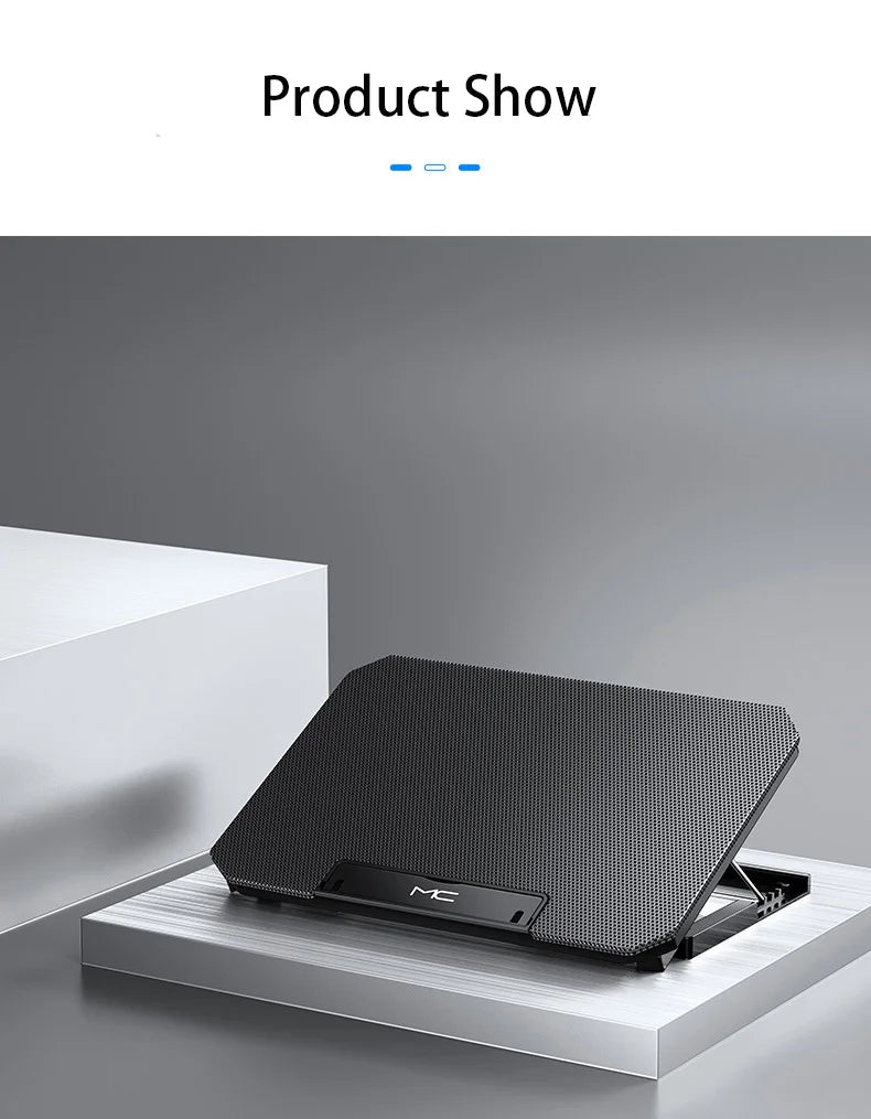 Adjustable Dual-Fan Laptop Cooler Stand with 2 USB Ports