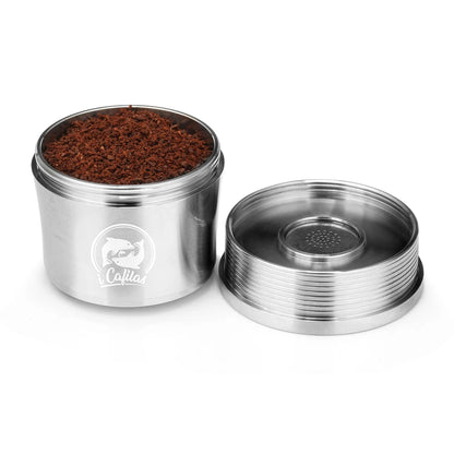 Stainless Steel Refillable Coffee Pod with Tamper & Spoon