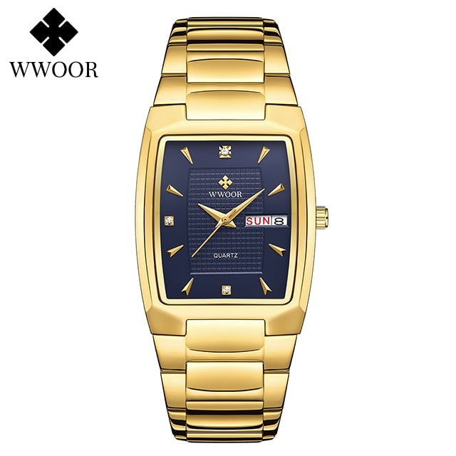 WWOOR 2023 New Square Watch Men with Automatic Week Date