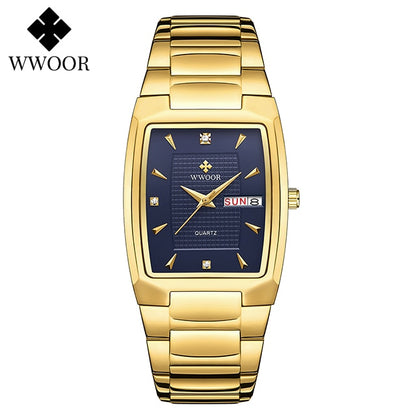 WWOOR 2023 New Square Watch Men with Automatic Week Date