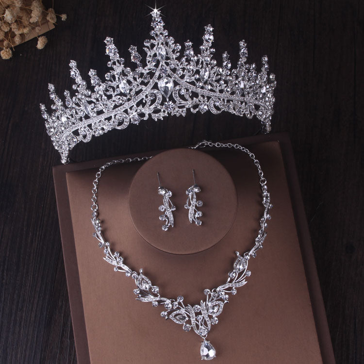 Silver Colour Crystal Bridal Jewelry Sets