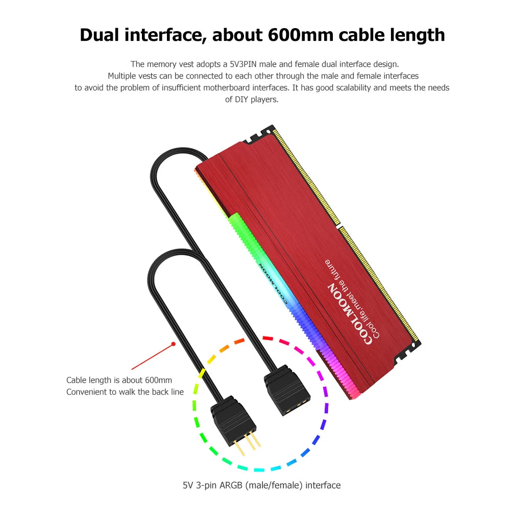 ARGB RAM Heatsink Cooler with Aluminum Heat Spreader for Desktop Memory