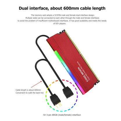 ARGB RAM Heatsink Cooler with Aluminum Heat Spreader for Desktop Memory