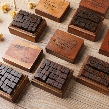 Vintage Wooden Alphabet Stamp Set