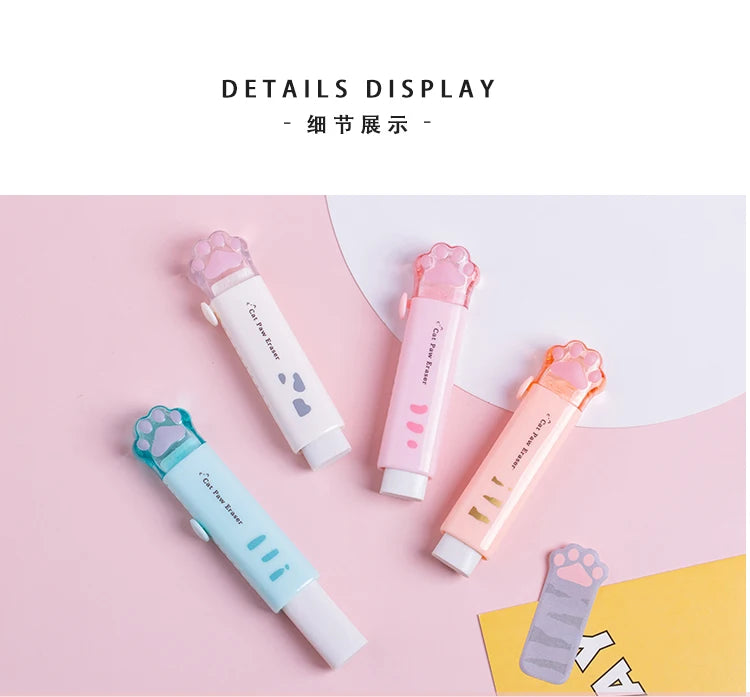 Retractable Cat Claw Pencil Eraser