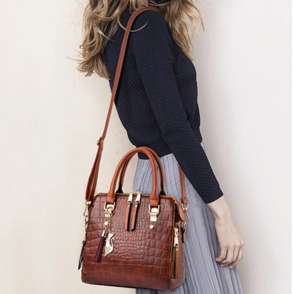 Crocodile Embossed PU Leather Tote Bag