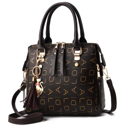 Large PU Leather Monogram Tote Handbag