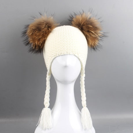 Winter Children Beanie 15 CM Real Fur