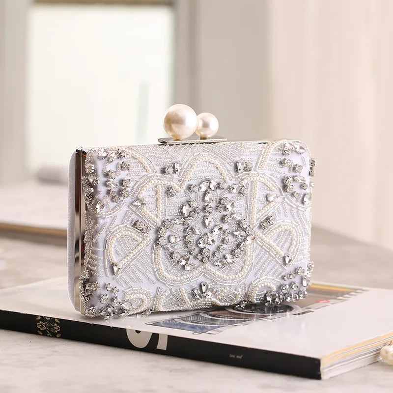 Beaded Crystal Wedding Clutch Bag
