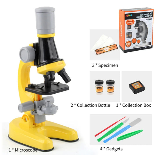 Kids Microscope Kit with LED Light 100X–1200X