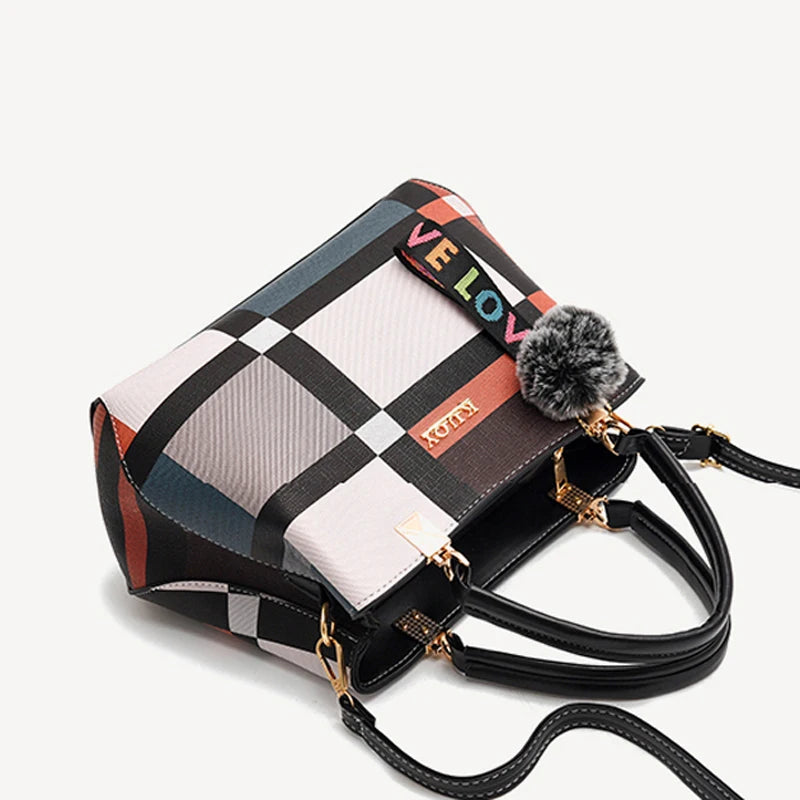 Women’s Designer Style Plaid Shoulder & Crossbody Tote Bag