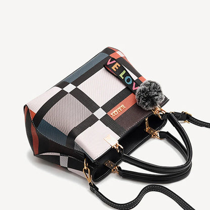 Women’s Designer Style Plaid Shoulder & Crossbody Tote Bag