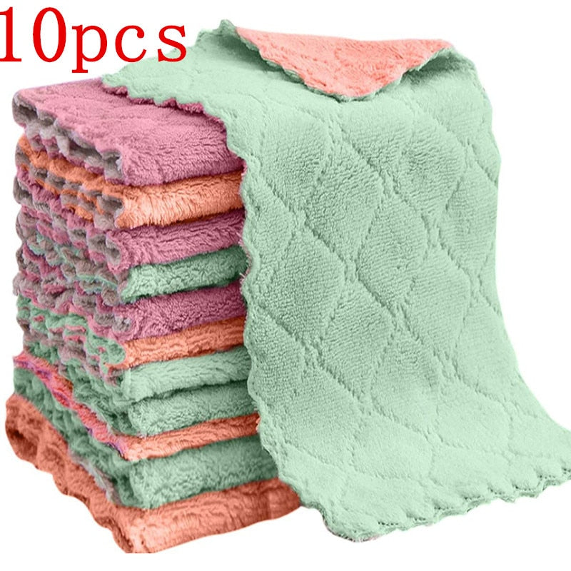 5/10pcs Super Absorbent Microfiber Kitchen Dish Cloth