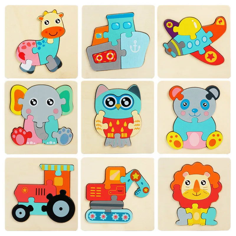 Kids Wooden 3D Animal Puzzle – Early Learning Jigsaw
