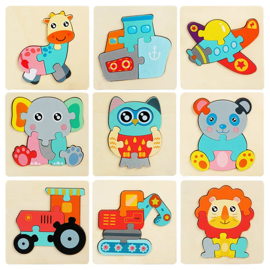Kids Wooden 3D Animal Puzzle – Early Learning Jigsaw