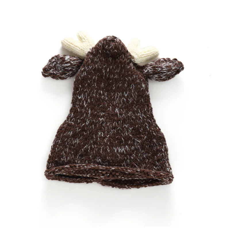 Girls Knitted Reindeer Poncho Shawl Cape Cardigan With Gloves