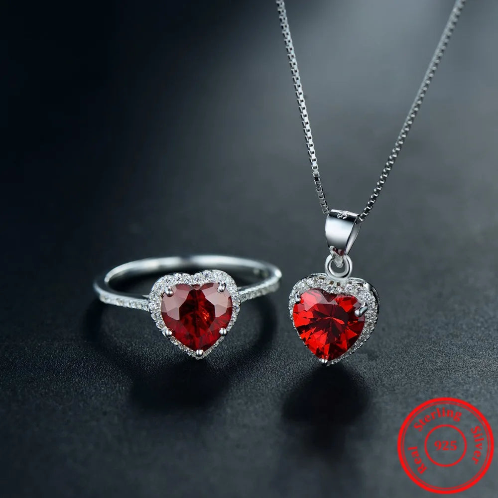 Genuine Solid 925 Sterling Silver Heart Jellewery set