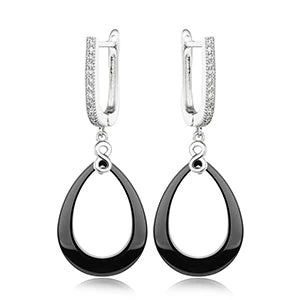 Women’s Ceramic & Stainless Steel Drop Earrings