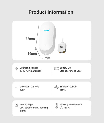 Aubess Tuya WiFi Water Leakage Detector