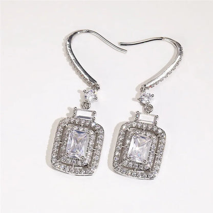 Huitan Luxury Crystal Cubic Zirconia Drop Earrings