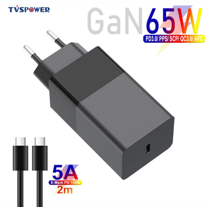65W GaN USB-C PD Fast Charger for Laptops, Tablets & Smartphones