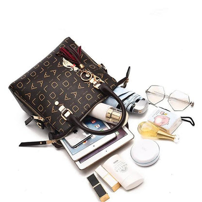 Large PU Leather Monogram Tote Handbag