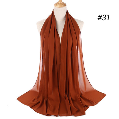 Plain Color Chiffon Scarf Headband Female