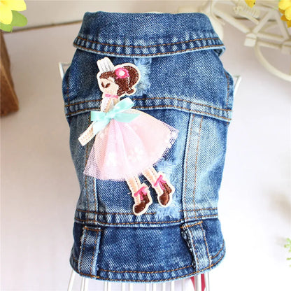Denim Dog Jacket with Hood