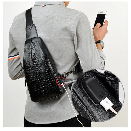 Luxury Brand Men Leather Chest Bag