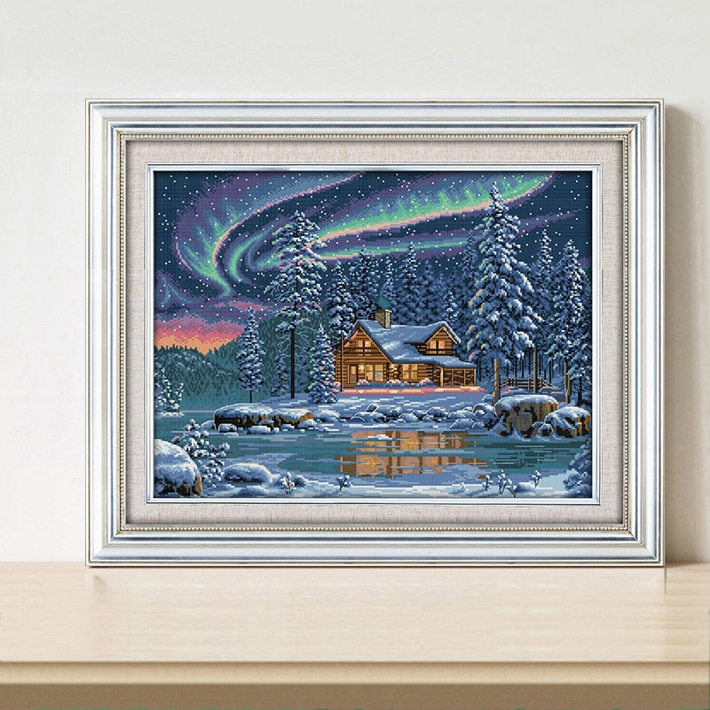 Northern Lights Landscape Pattern Cross Stitch Kit