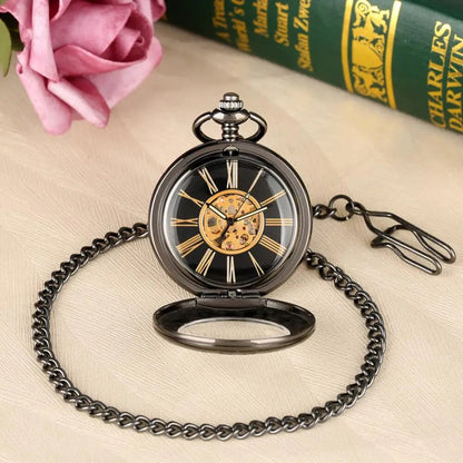 Antique Transparent Glass Case Mechanical Pendant Watch