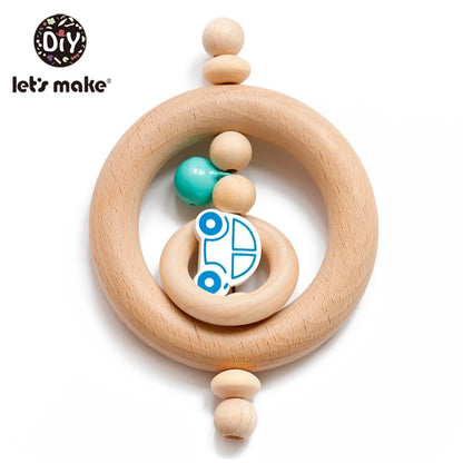 1Pc Silicone And Wooden Baby Teether