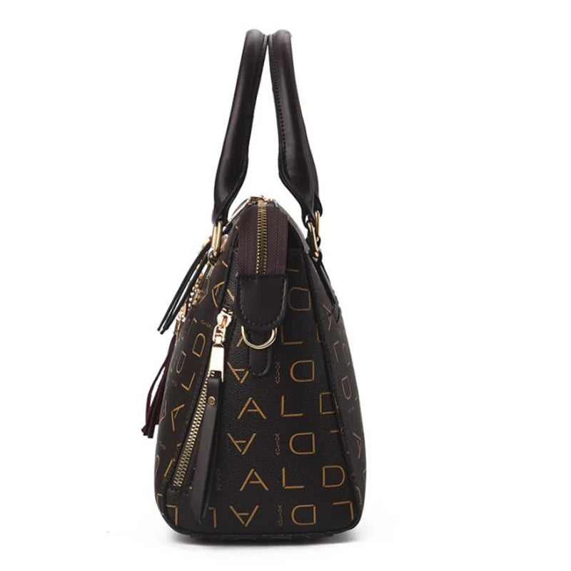 Large PU Leather Monogram Tote Handbag
