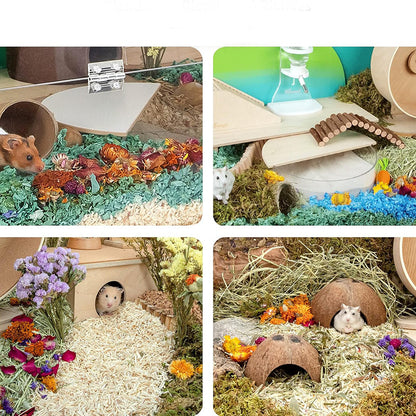 Natural Dried Flower Habitat Decor for Small Pets