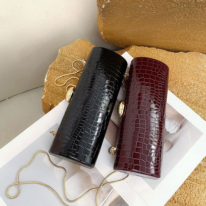 Burgundy Croc-Embossed Evening Clutch