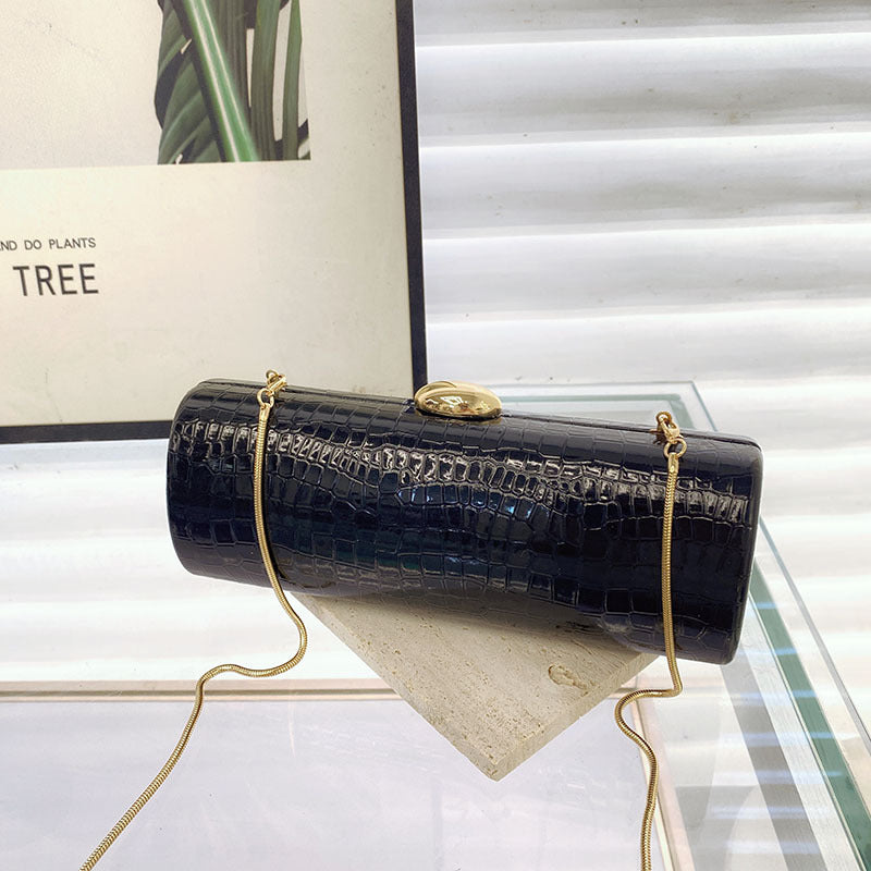 Burgundy Croc-Embossed Evening Clutch