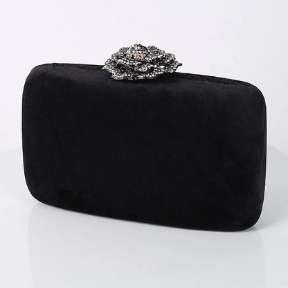 Diamonds Flower Velvet Evening Bag
