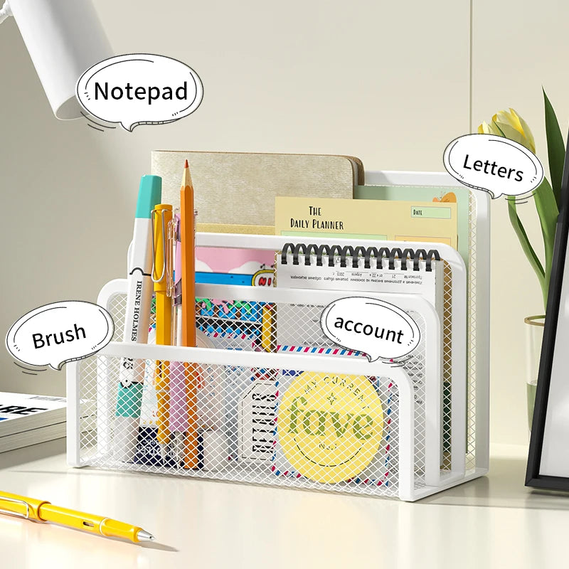 Metal Mesh Desk Mail Organizer File Holder