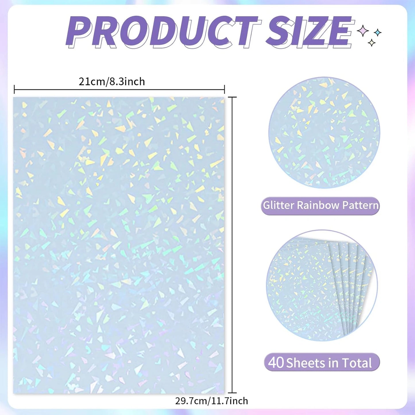 A4 Diamond Holographic Vinyl Sticker Paper
