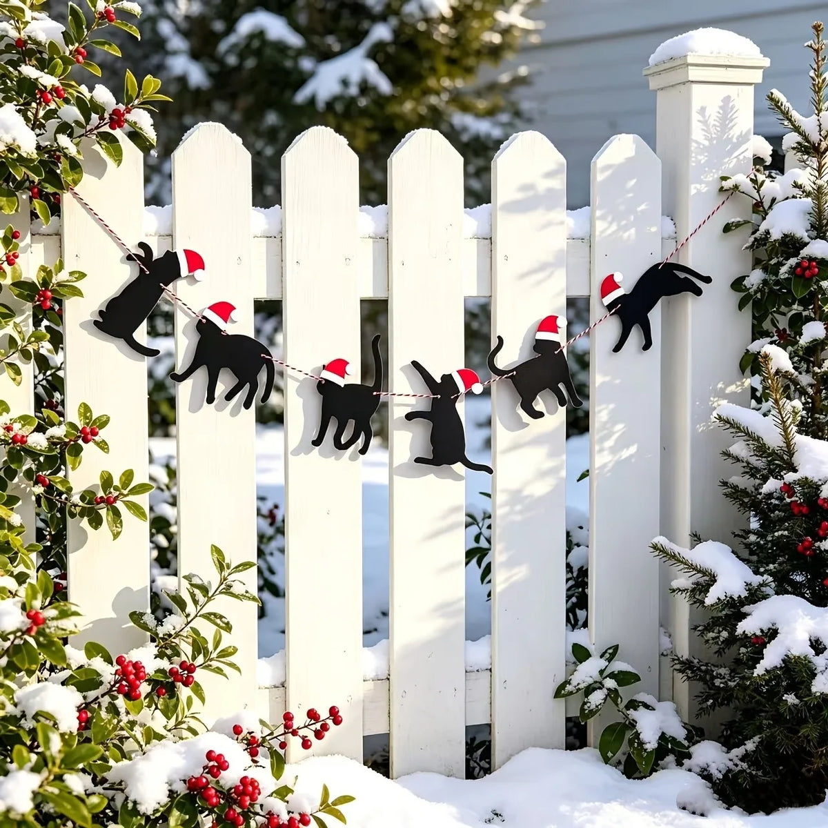 Black Cat Christmas Hanging Banner