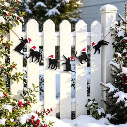 Black Cat Christmas Hanging Banner