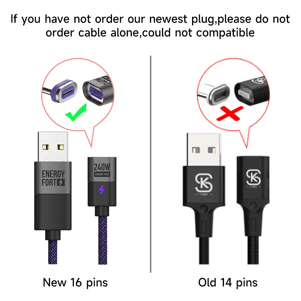 240W Magnetic USB-C Charging Cable Adapter Set