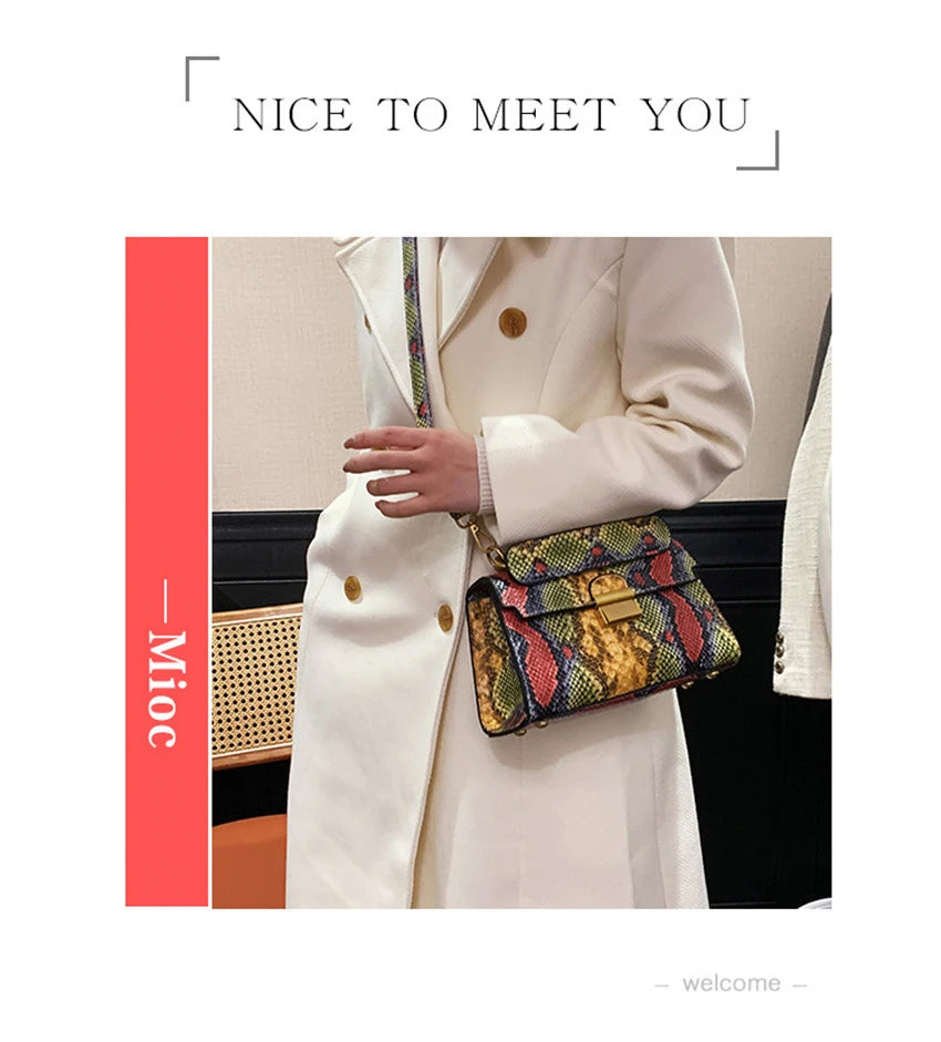 Luxury Snake Pattern Crossbody Shoulder Bag