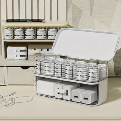 Cable Organizer Storage Box with 14 Wire Ties