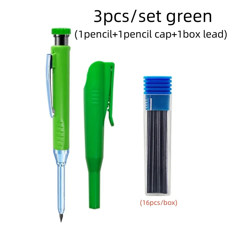 Deep Hole Carpenter Mechanical Pencil Set with 16 Refills