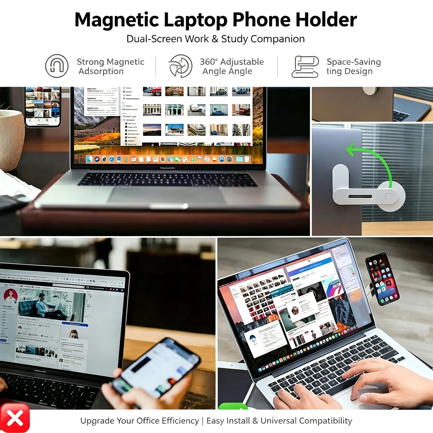 Magnetic Laptop Phone Holder