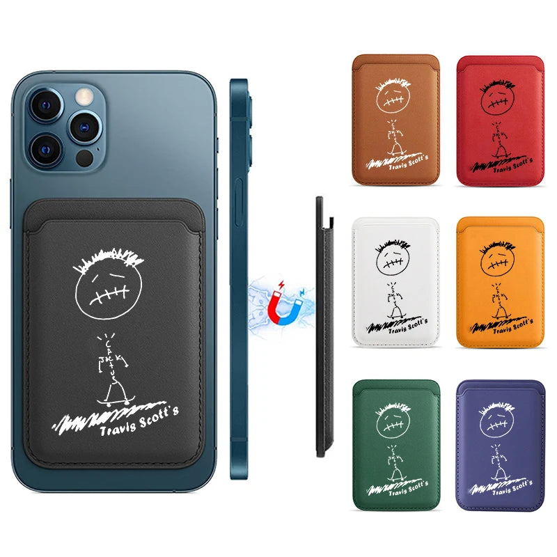 Hip Hop PU Leather Card Holder  For iPhone 12 13 14 card