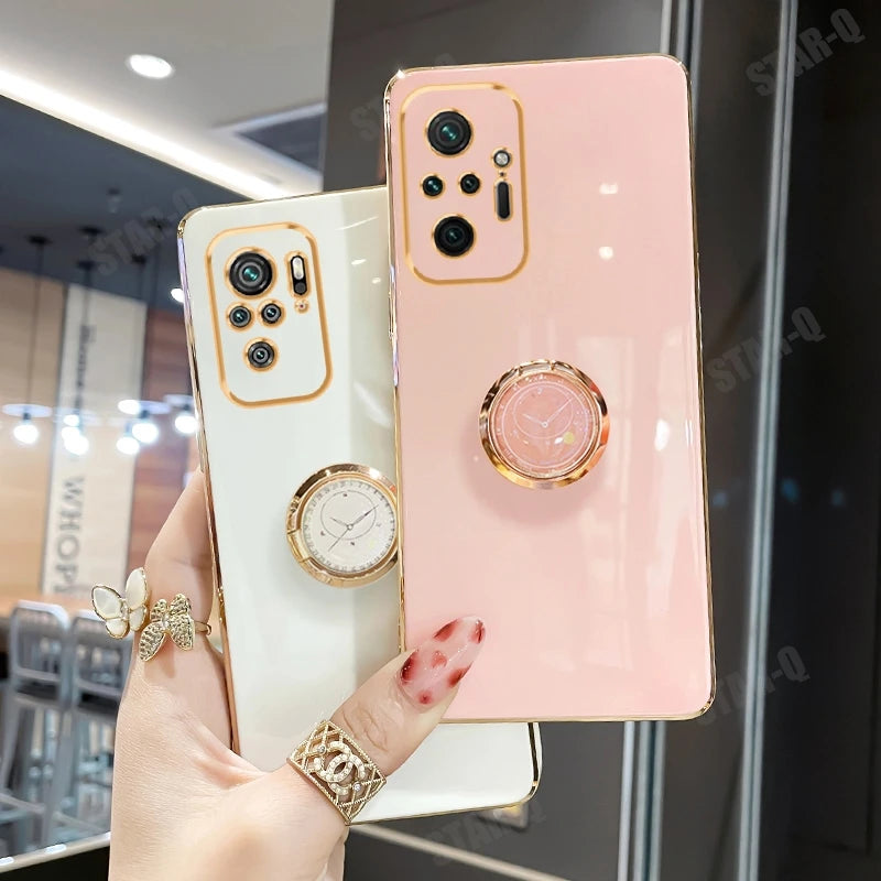 Ring Holder Plating Phone Case For Xiaomi Redmi Note 10 5G Note10 Pro Max 10s 10pro